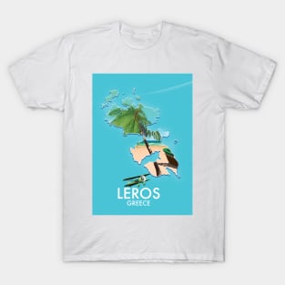 Leros Greece Map T-Shirt